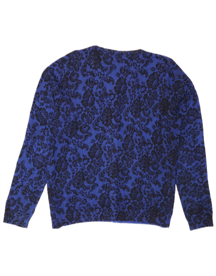 Maglione cardigan da donna Marks & Spencer UK 12 Blu medio floreale