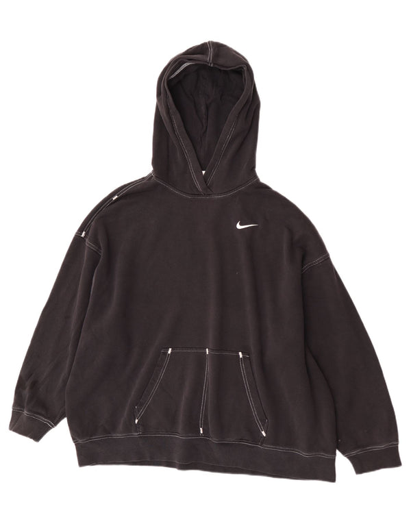 Felpa con cappuccio oversize da donna Nike UK 10 piccola in cotone nero