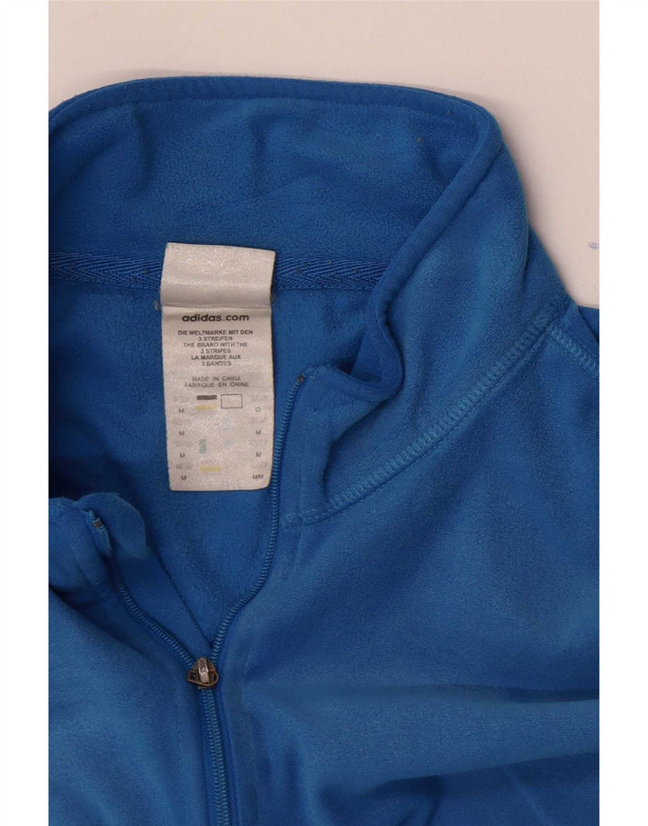 Top Adidas da donna, vestibilità ampia, collo con zip, manica lunga, poliestere blu medio