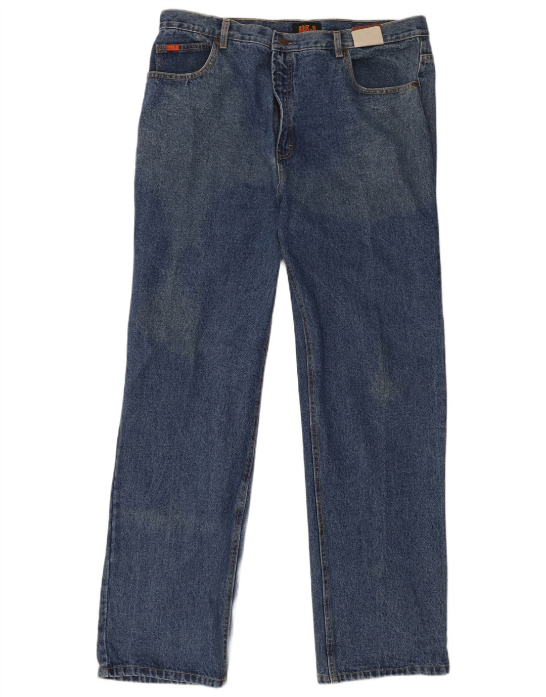 Jeans dritti da uomo vintage W38 L33 in cotone blu