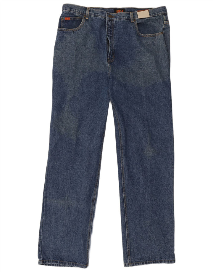 Jeans dritti da uomo vintage W38 L33 in cotone blu