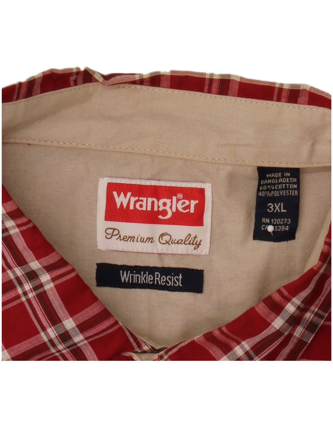Camicia a maniche corte da uomo Wrangler 3XL in cotone a quadri rossi