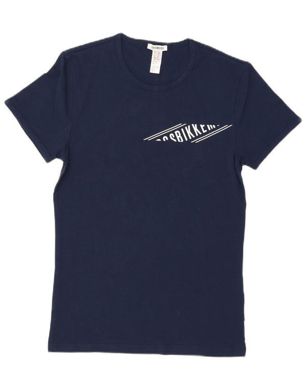 T-shirt grafica da uomo Bikkembergs Top UK 34 XS cotone blu navy