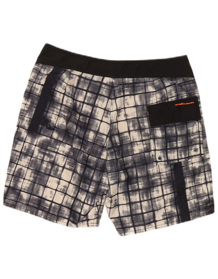 Pantaloncini da bagno da uomo Volcom medio in poliestere a quadri blu navy