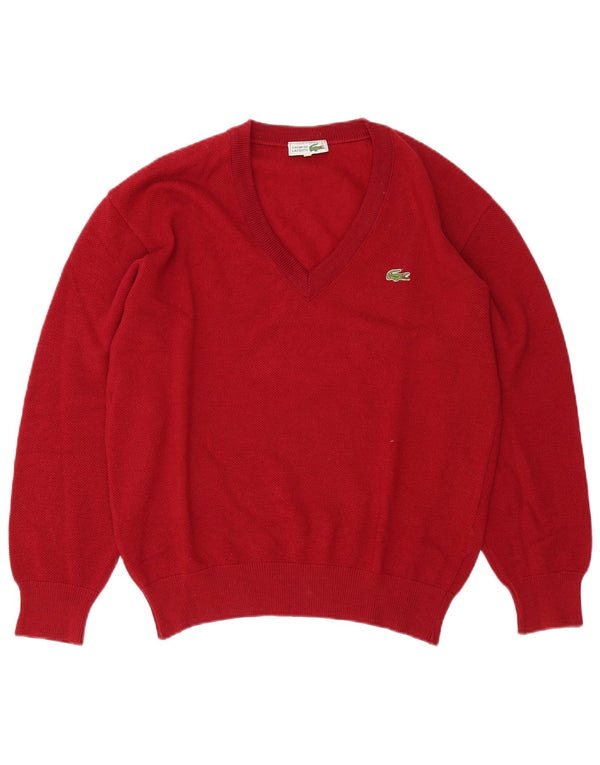 Maglione da uomo con scollo a V Lacoste taglia 5 grande in lana rossa