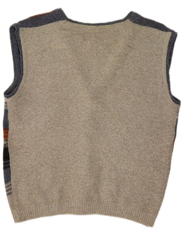 Maglione cardigan senza maniche vintage da uomo a righe grandi multicolori