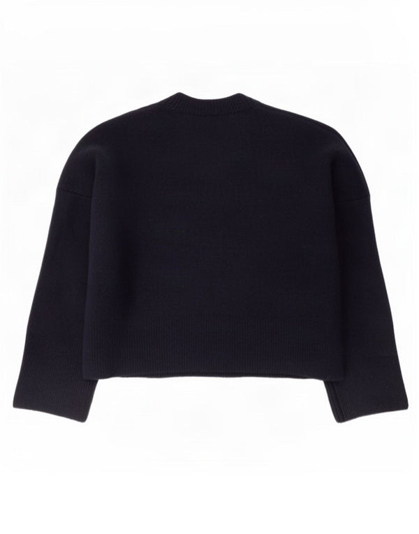Maglione girocollo oversize corto da donna Zara UK 14 blu navy medio
