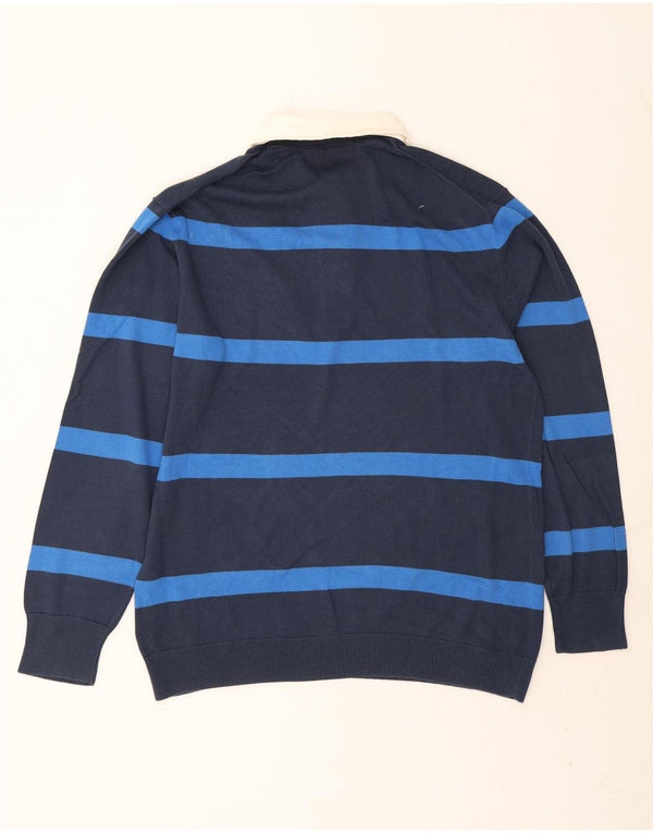Crew Clothing Maglione da uomo con collo alto, grande cotone a righe blu navy
