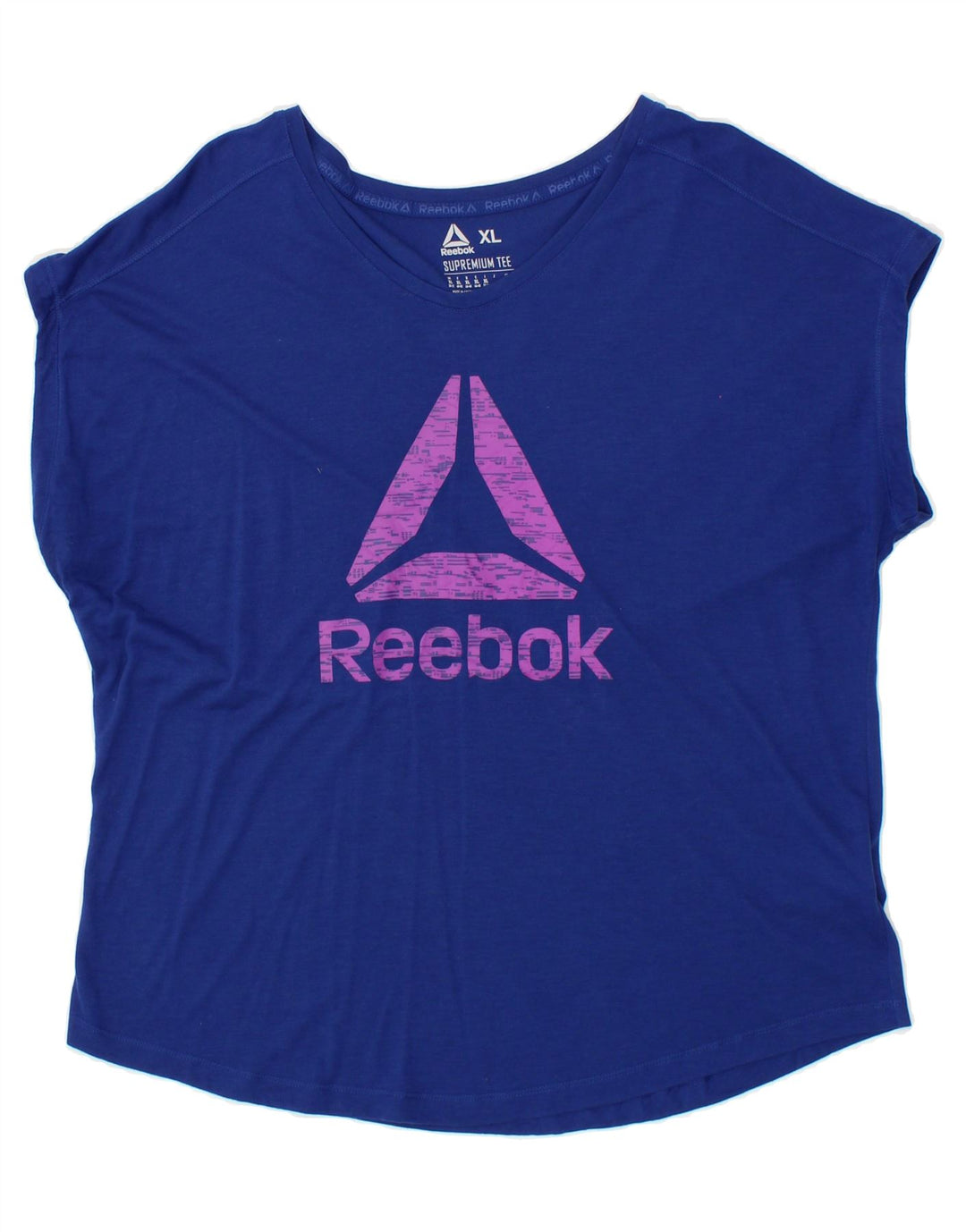 REEBOK Womens Graphic T-Shirt Top UK 20/22 XL Blue Polyester Vintage Reebok and Second-Hand Reebok from Messina Hembry 