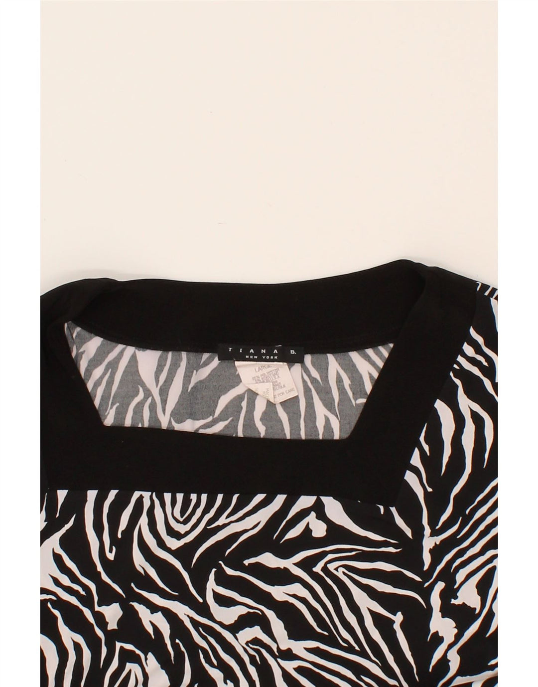 VINTAGE Womens Basic Dress UK 16 Large Black Animal Print Polyester Vintage Vintage and Second-Hand Vintage from Messina Hembry 