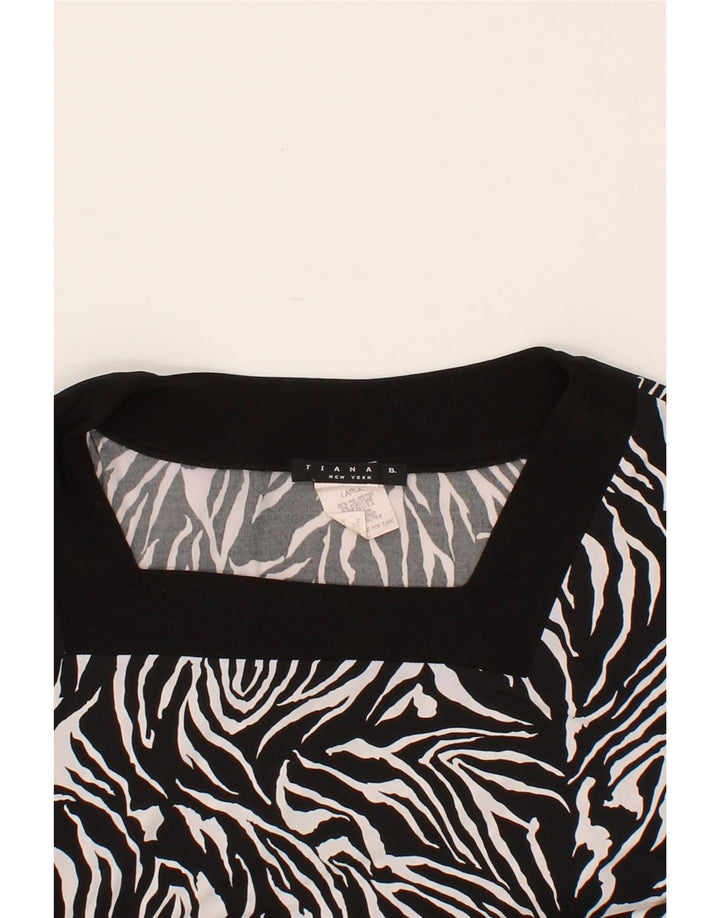 VINTAGE Womens Basic Dress UK 16 Large Black Animal Print Polyester Vintage Vintage and Second-Hand Vintage from Messina Hembry 