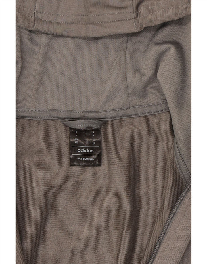 ADIDAS Mens Graphic Zip Hoodie Sweater Large Grey Polyester