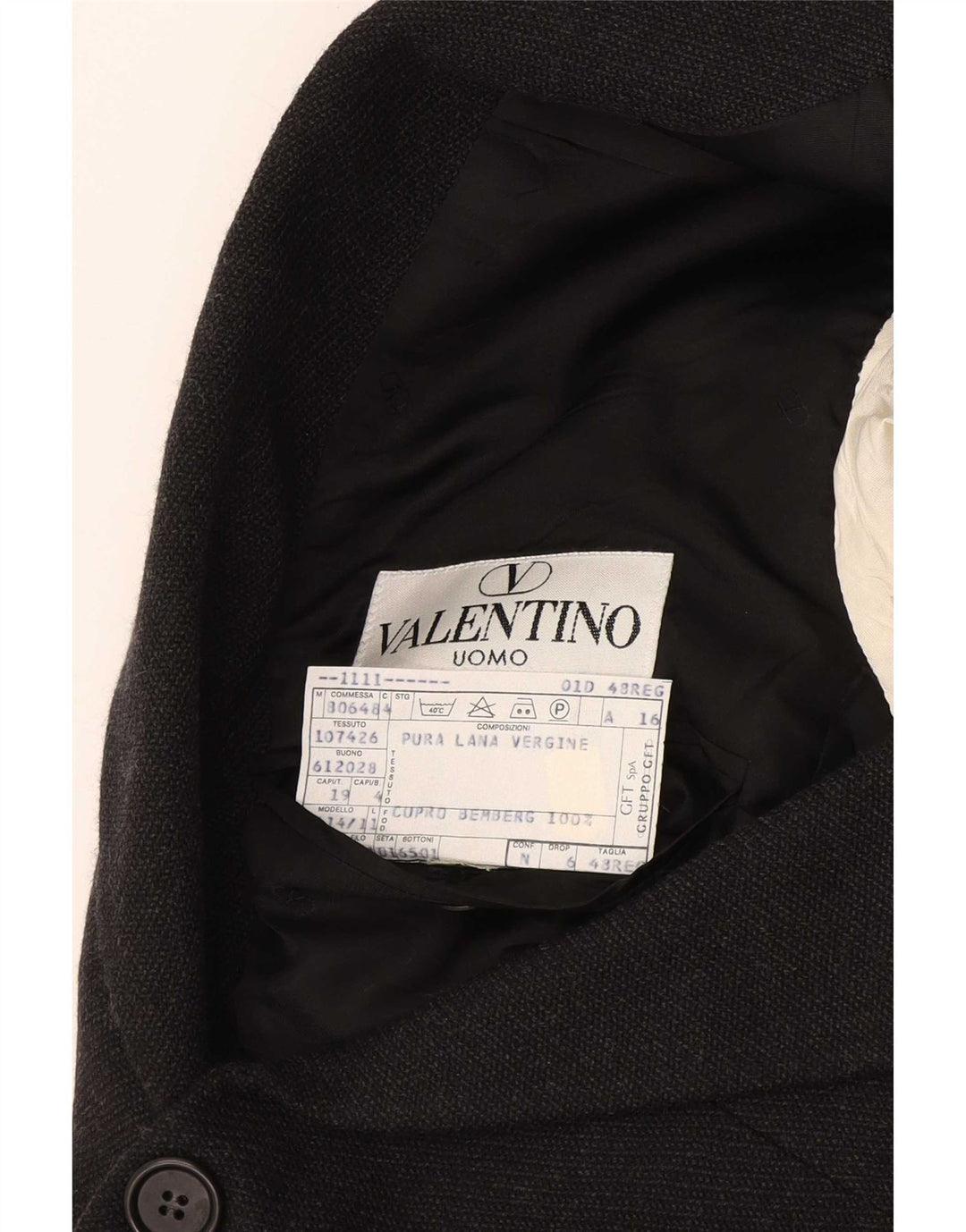 Giacca Blazer 3 Bottoni Valentino Uomo IT 48 Media Nera Lana Vergine