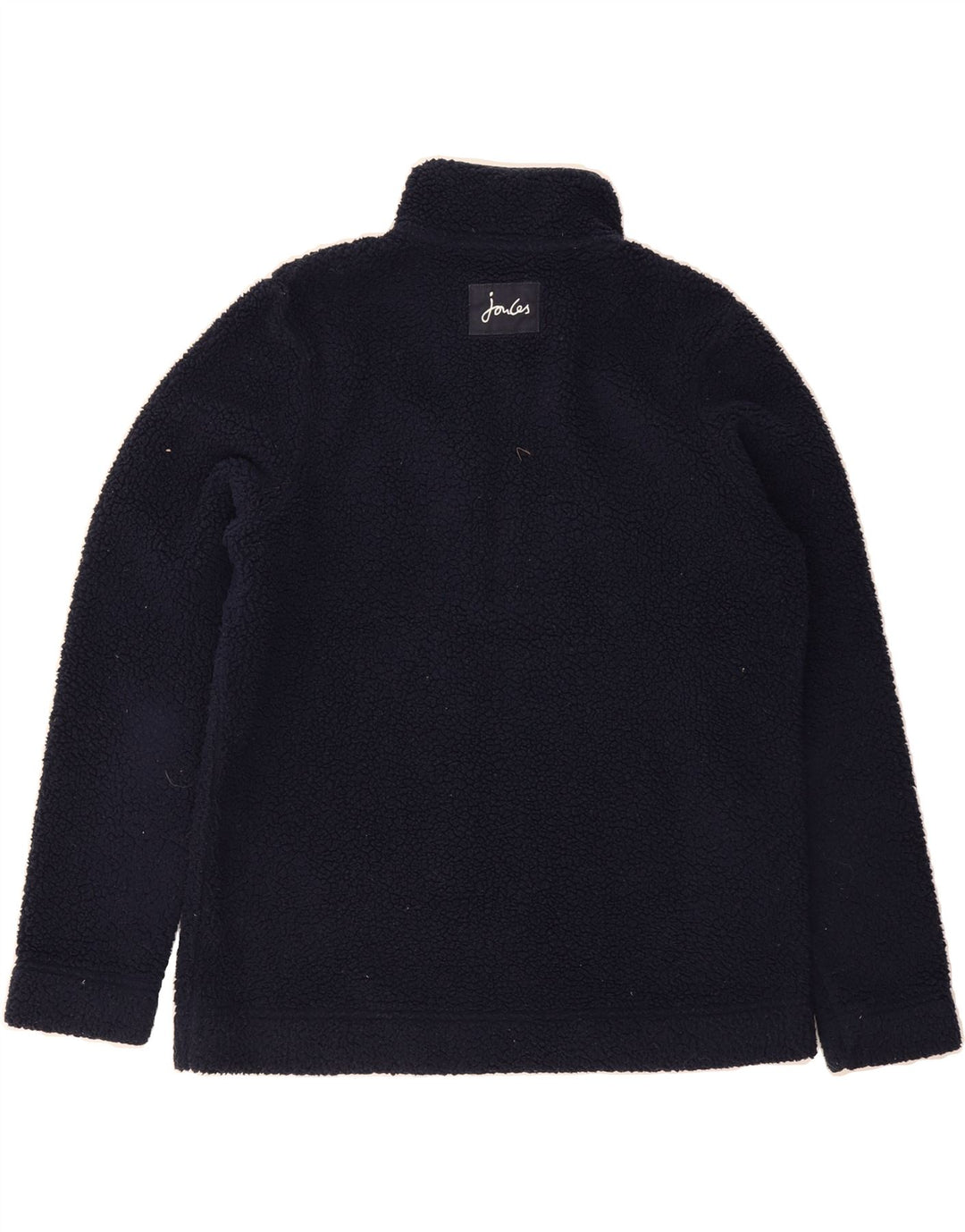 JOULES Womens Button Neck Fleece Jumper UK 12 Medium Navy Blue Polyester Vintage Joules and Second-Hand Joules from Messina Hembry 
