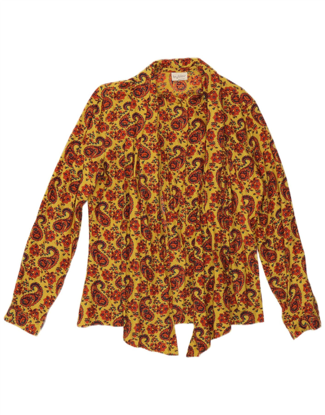 Byblos Camicetta da donna con cravatta sul davanti IT 44 Paisley giallo medio