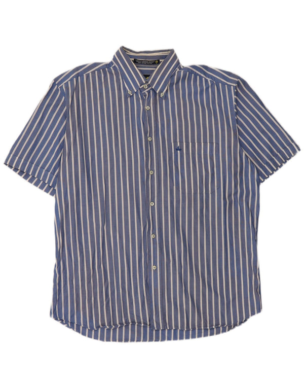 Camicia da uomo a maniche corte Navigare, in cotone a righe larghe blu