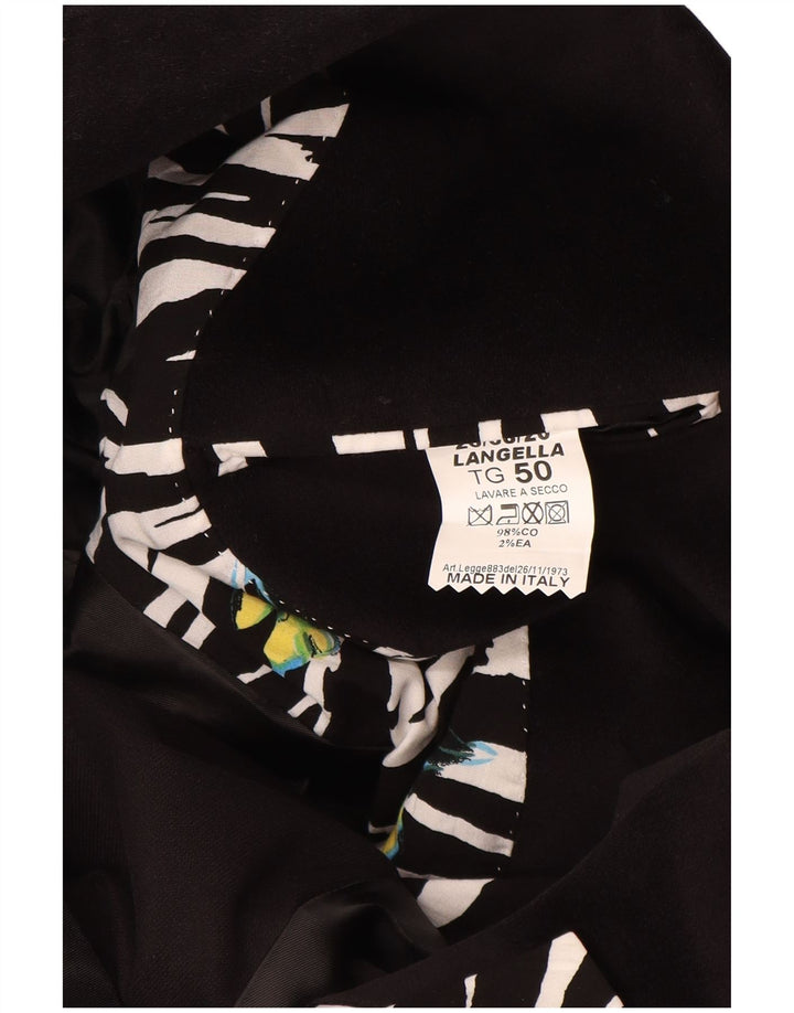 Giacca blazer da uomo a 2 bottoni VINTAGE IT 50 grande in cotone nero