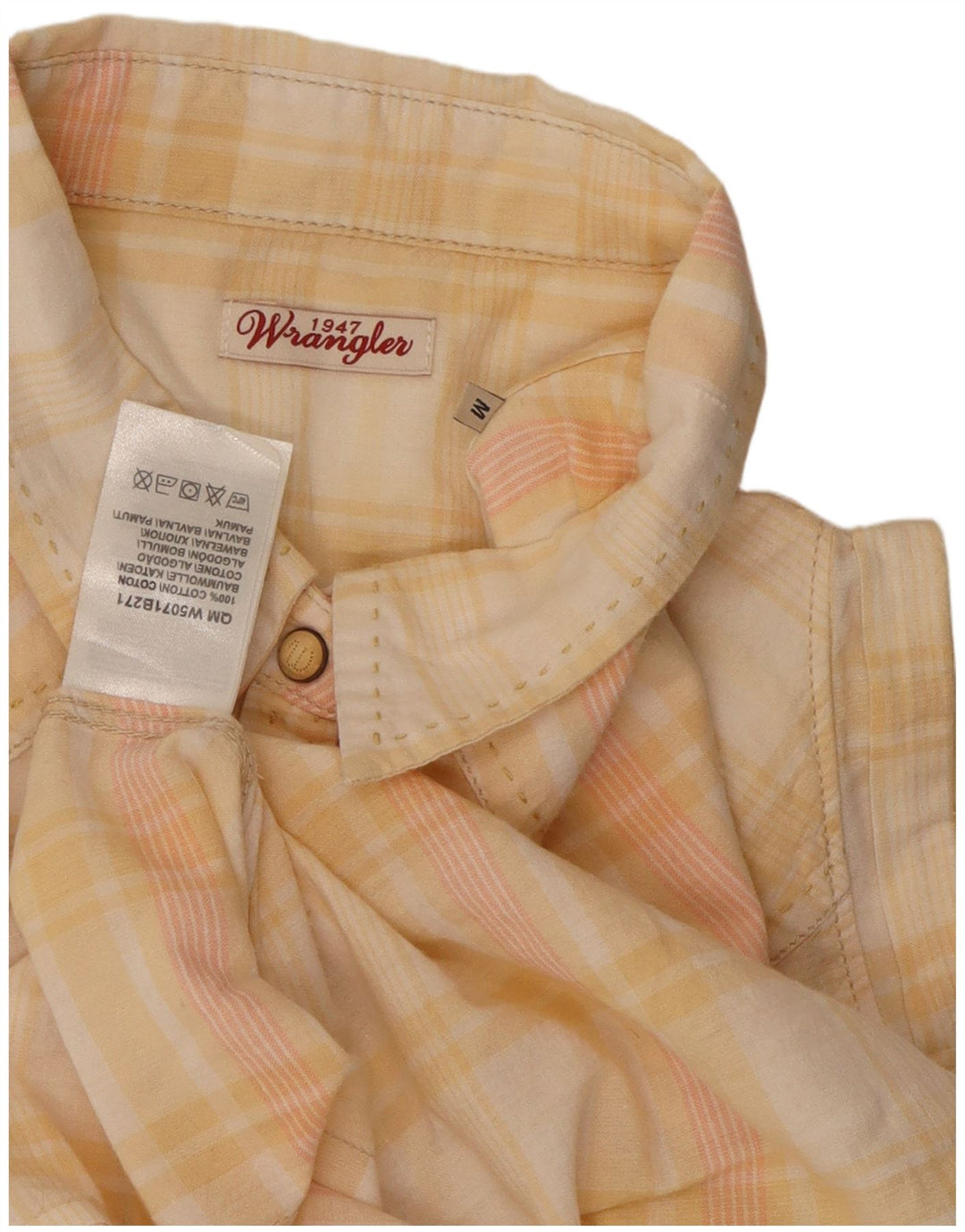Camicia senza maniche da donna Wrangler UK 12 medio giallo a quadri