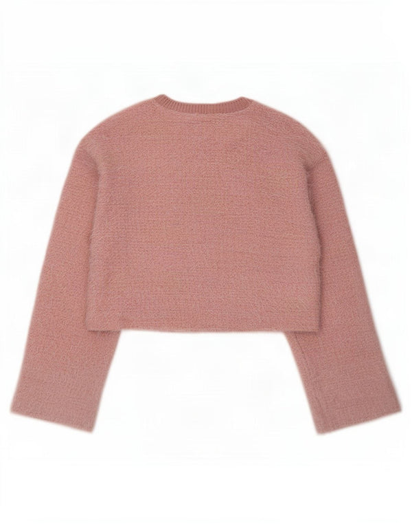 Maglione corto girocollo da donna Zara UK 14 Poliestere rosa medio