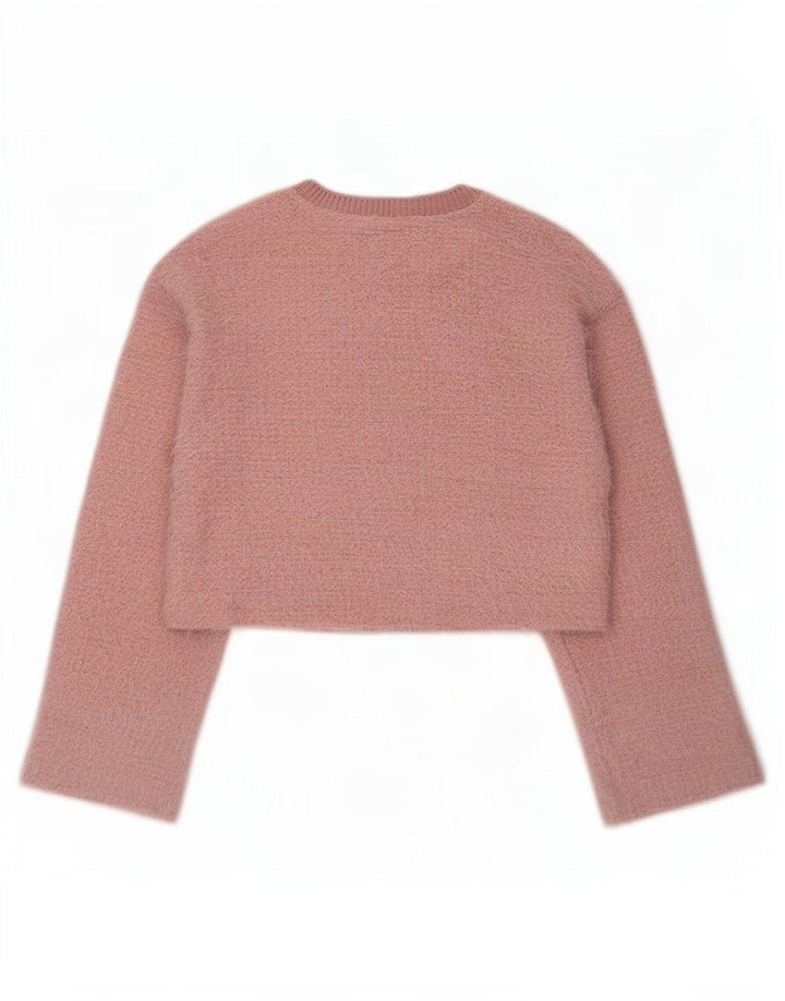 Maglione corto girocollo da donna Zara UK 14 Poliestere rosa medio