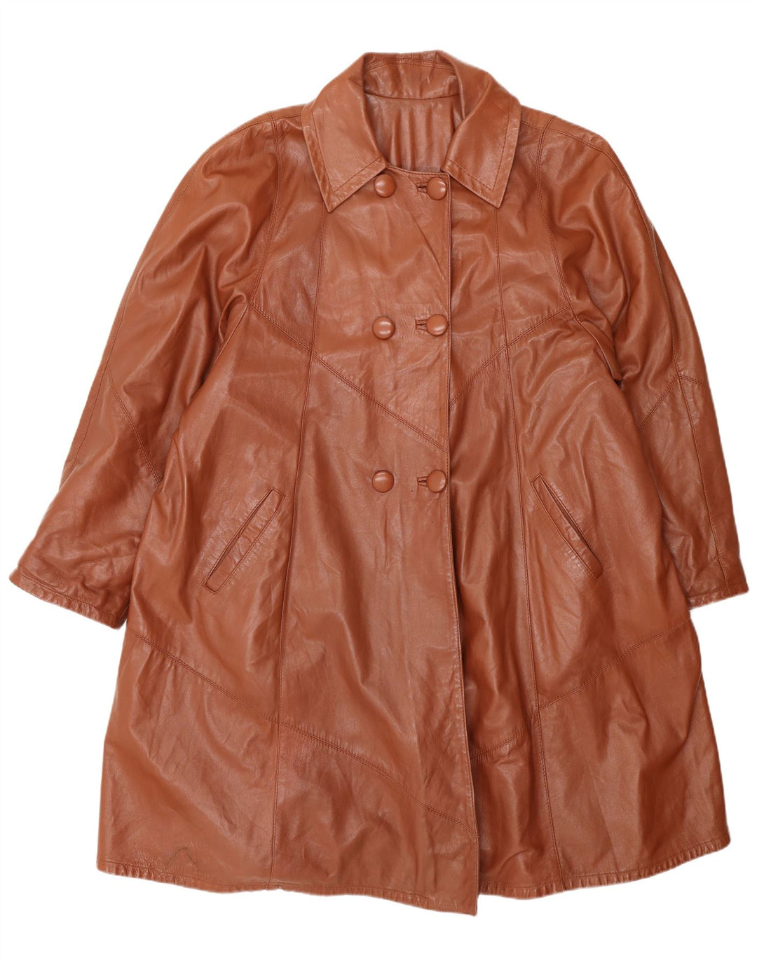 Cappotto oversize doppiopetto vintage da donna IT 46 grande marrone