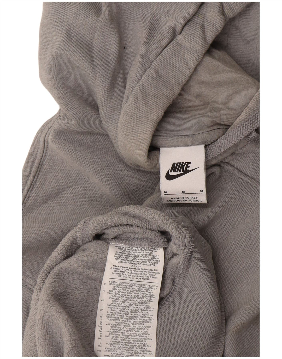 Felpa con cappuccio da uomo Nike in cotone grigio medio
