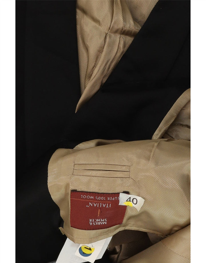 Giacca blazer a 1 bottone da uomo Marks & Spencer UK 40 lana nera media