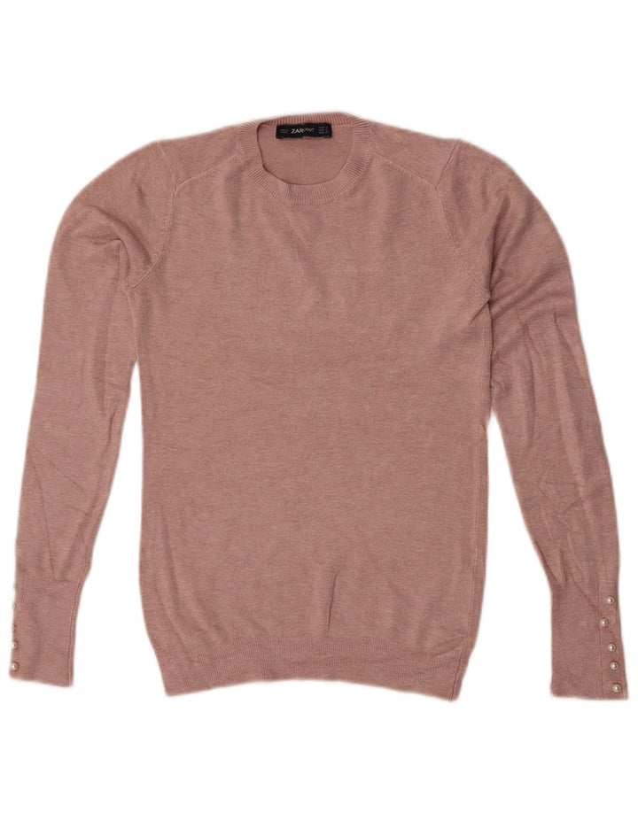 Maglione maglione girocollo da donna Zara UK 8 piccolo rosa