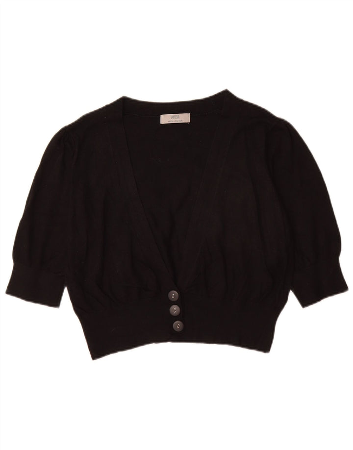 Maglione cardigan corto da donna Marks & Spencer UK 14 medio nero