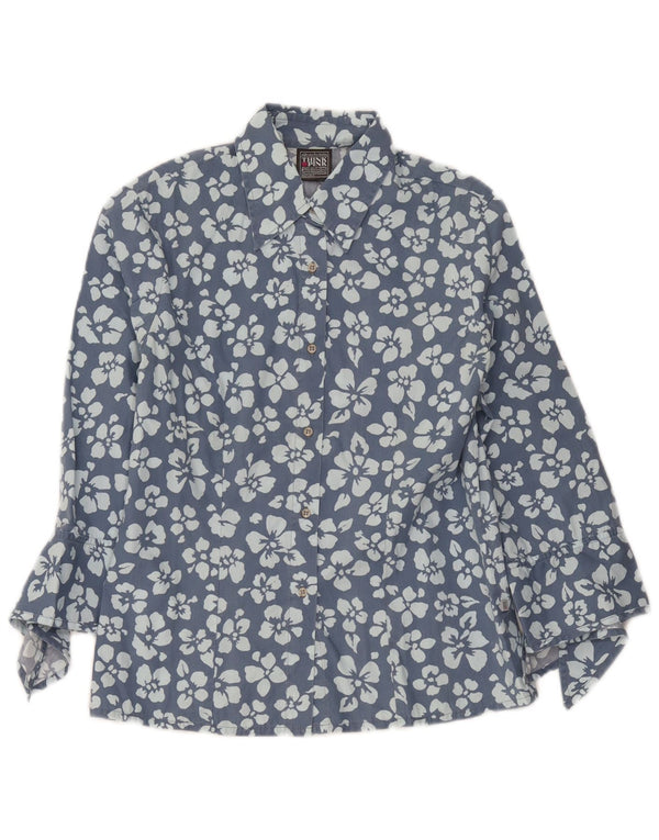 Camicia a maniche 3/4 da donna Think Pink UK 10 piccolo cotone floreale blu