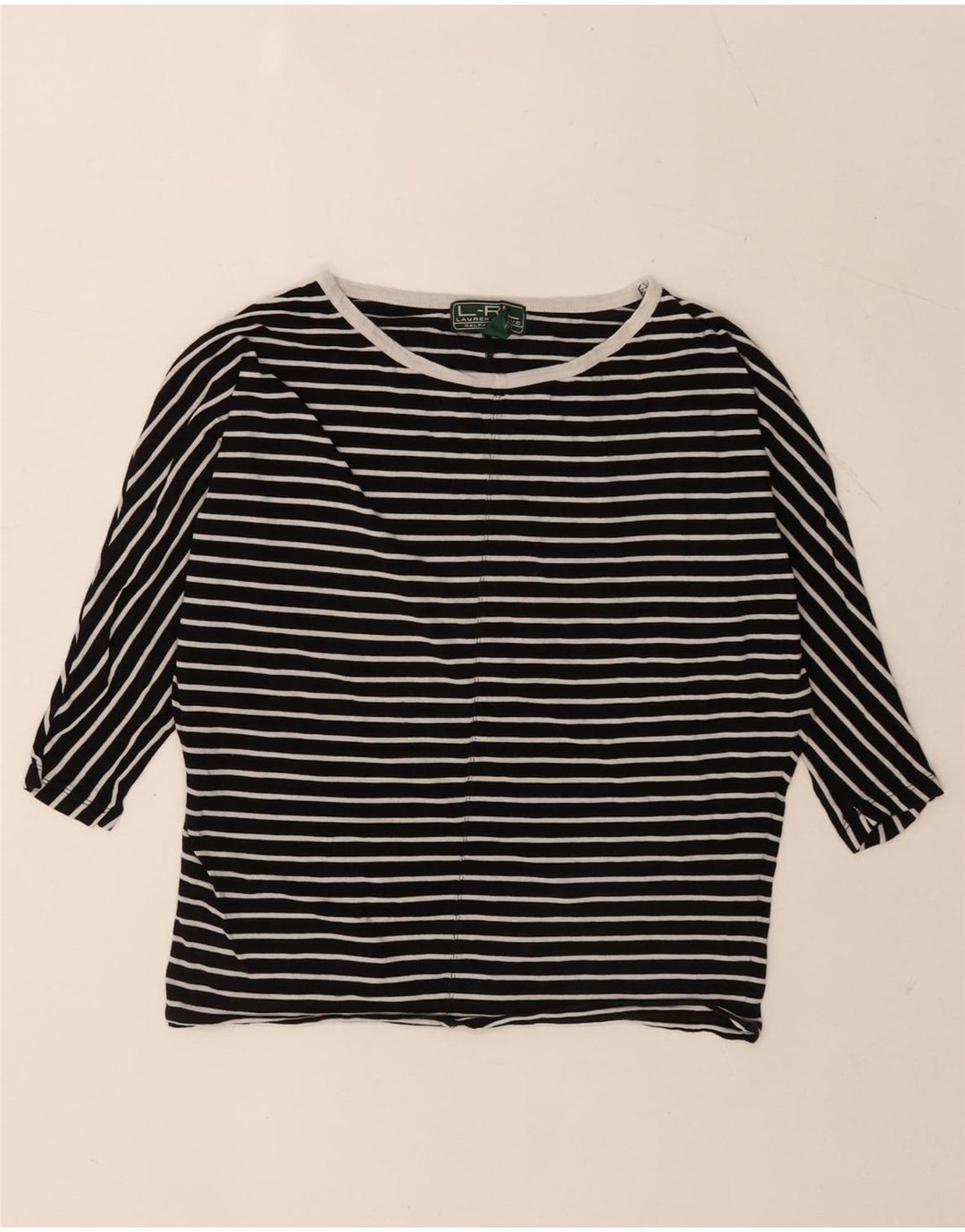 Top oversize da donna Ralph Lauren manica 3/4 UK 10 piccolo a righe nere