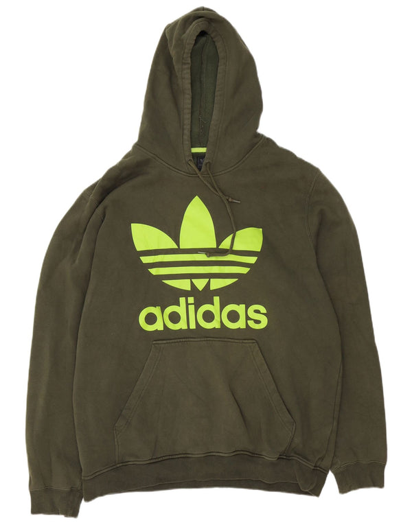 Adidas Mens Graphic Hoodie Jumper XL Green Cotton
