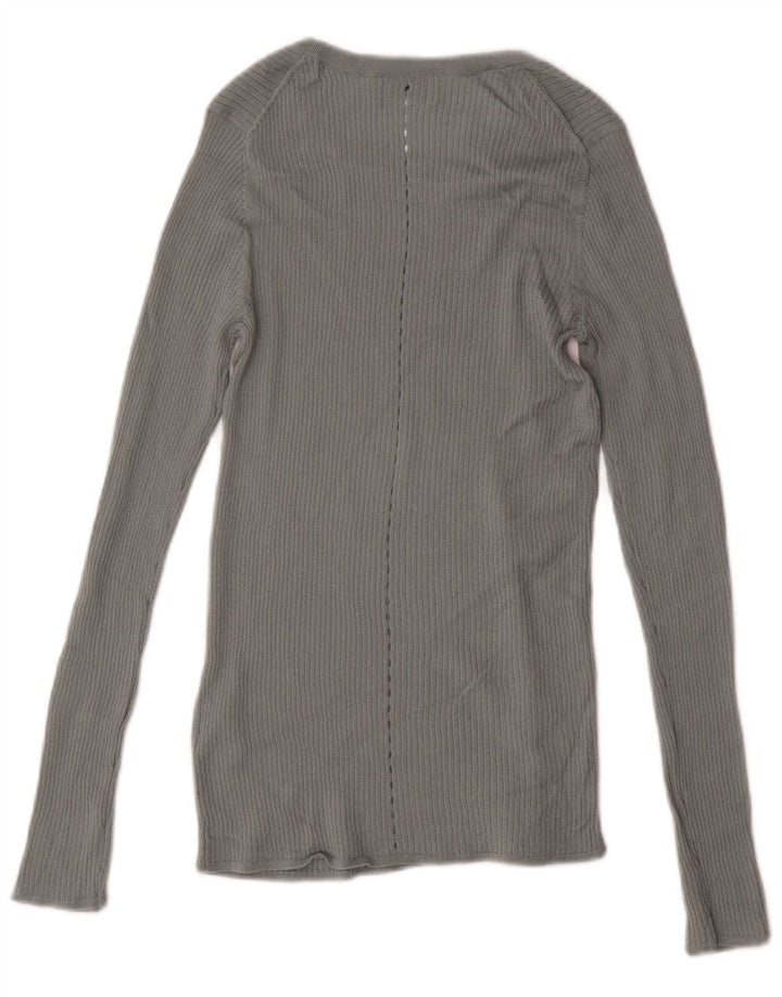 Maglione maglione con scollo a barca da donna JIGSAW UK 12 Lana grigio medio