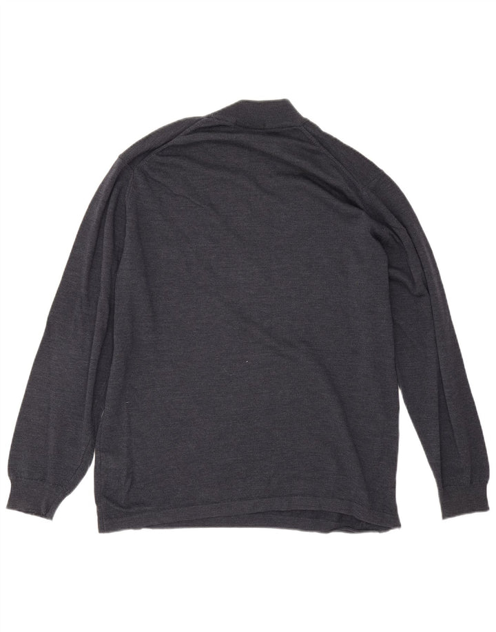 Maglione da uomo Marks & Spencer a collo alto, grande, in lana merino blu navy