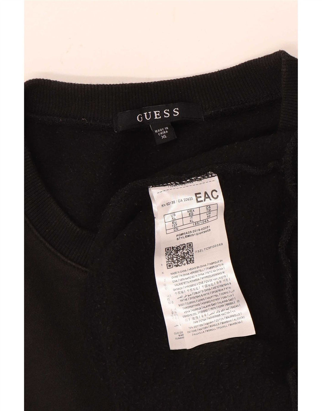 Guess Felpa con grafica da uomo Maglione UK 42 Large Nero Cotone