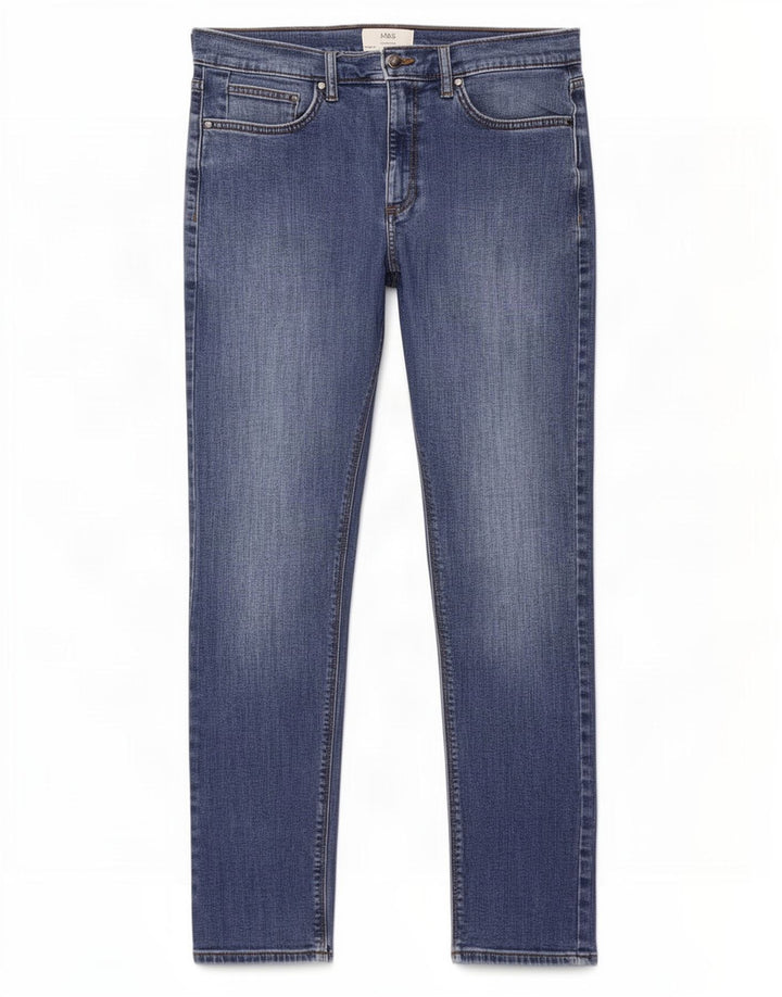 Jeans slim da uomo Marks & Spencer W34 L31 cotone blu