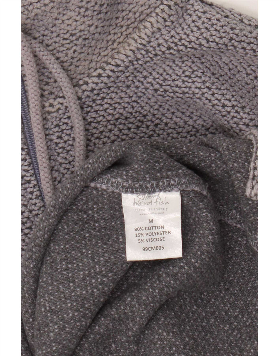 Felpa da uomo con collo con zip Weird Fish, maglione in cotone chiazzato grigio medio