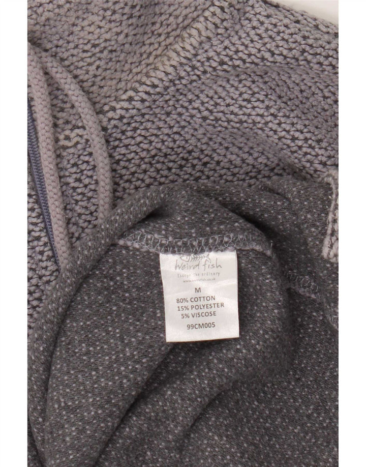Felpa da uomo con collo con zip Weird Fish, maglione in cotone chiazzato grigio medio