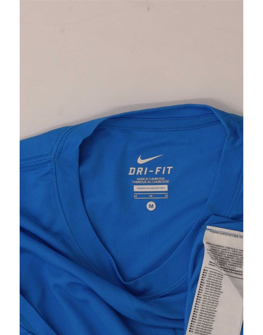 T-shirt grafica Nike Dri Fit da uomo, top in poliestere blu medio