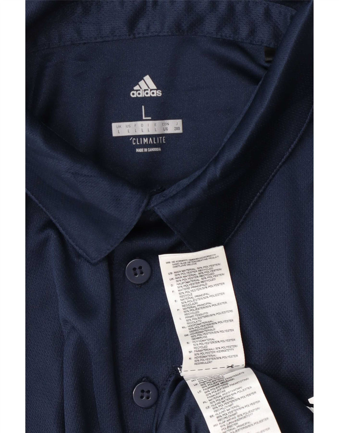 Polo Adidas Climalite da uomo grande in poliestere blu navy