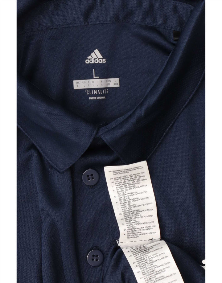Polo Adidas Climalite da uomo grande in poliestere blu navy