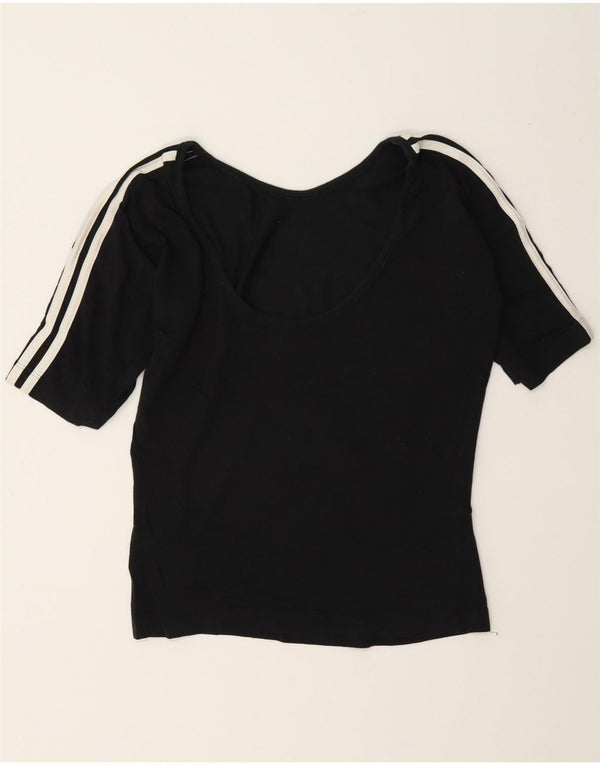 T-shirt grafica corta da donna Adidas UK 12 cotone medio nero