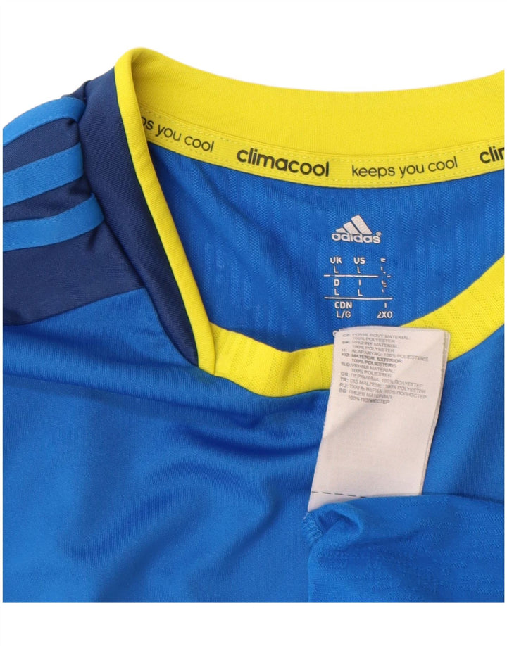 T-shirt ADIDAS da uomo Climacool Top grande in poliestere color block blu