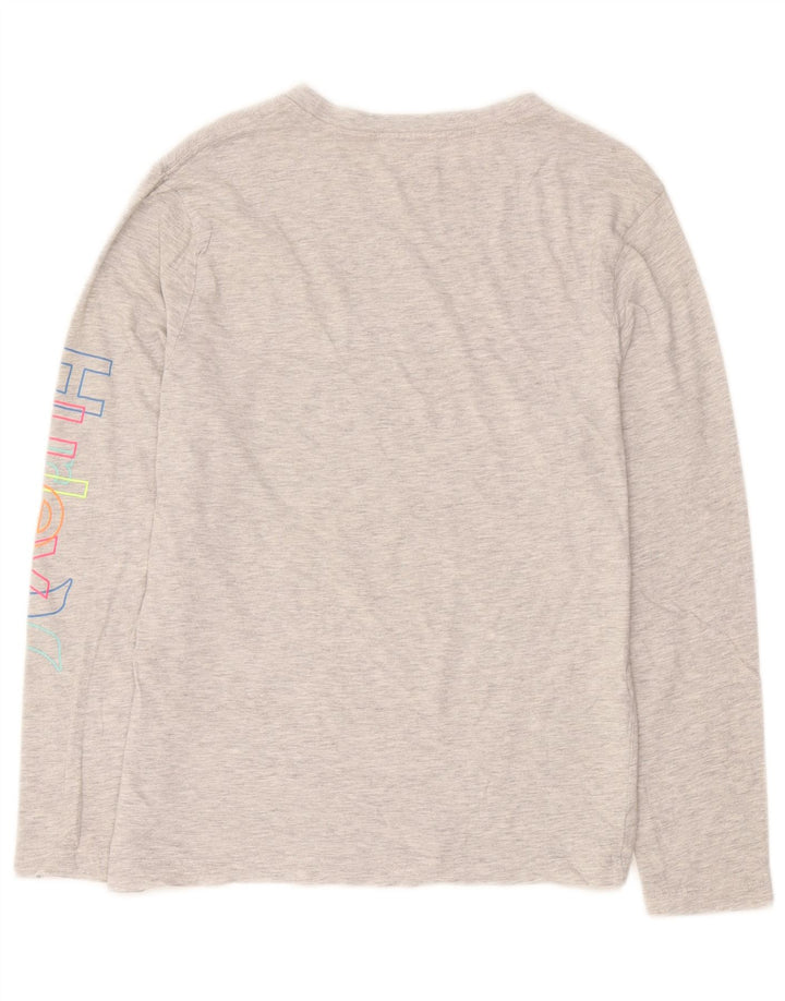 Top grafico da uomo Hurley a maniche lunghe in cotone grigio piccolo