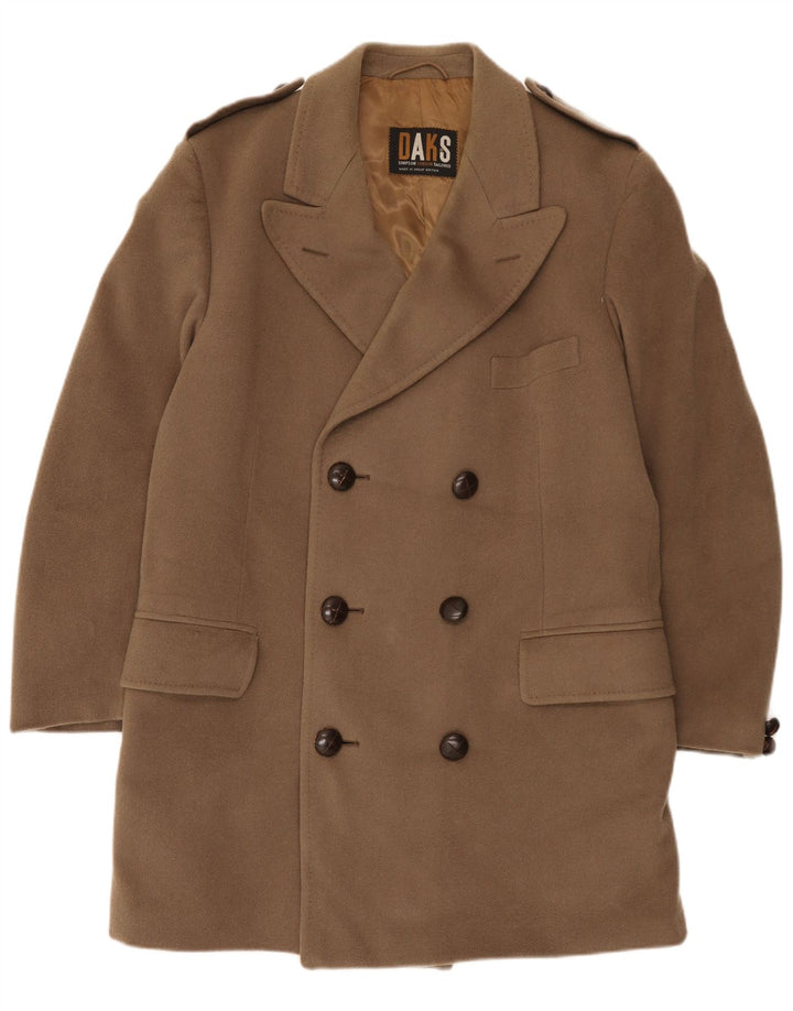 Cappotto doppiopetto militare da uomo di Dack UK 42 XL lana vergine marrone