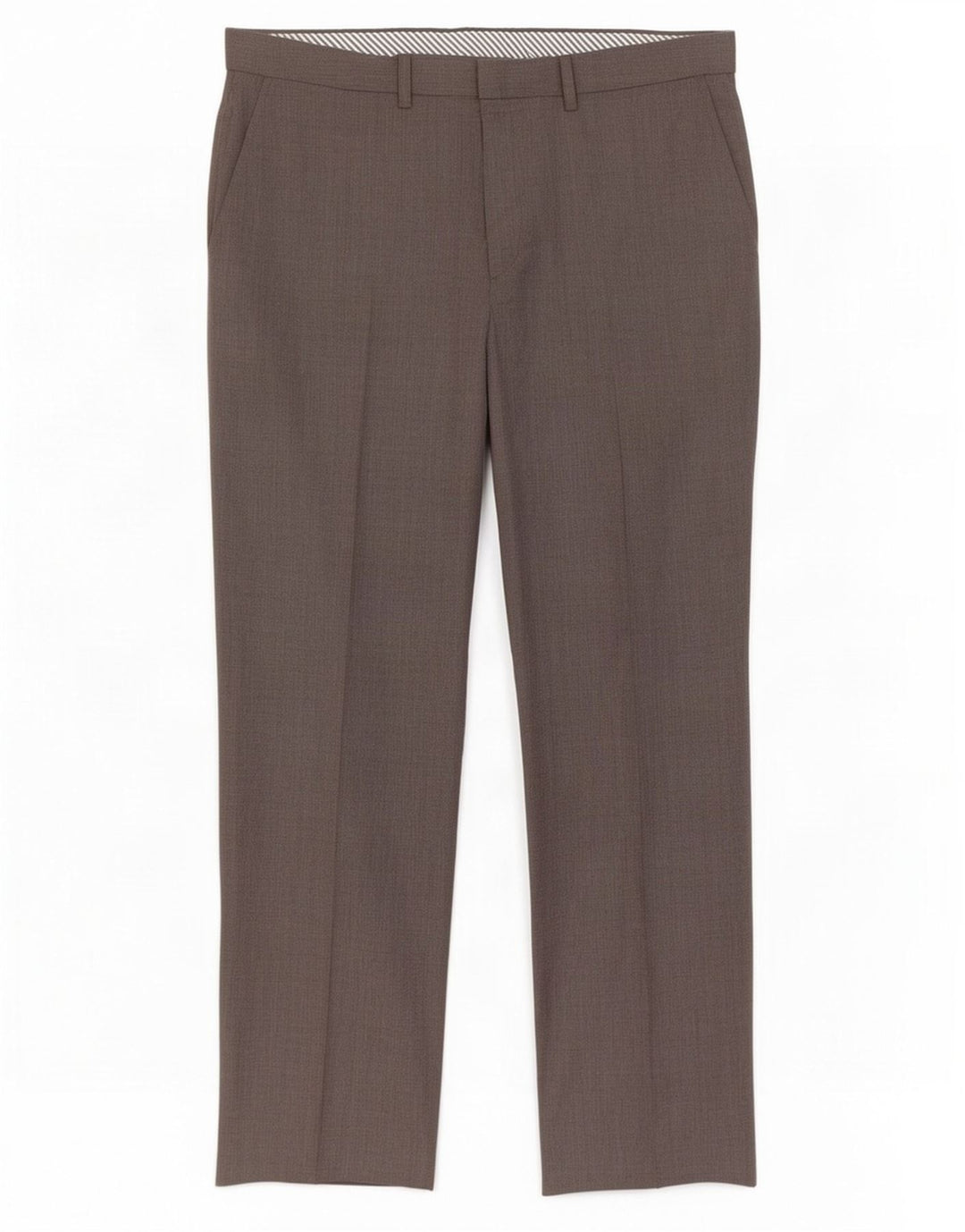 Pantaloni da abito dritti da uomo Marks & Spencer W36 L31 lana marrone