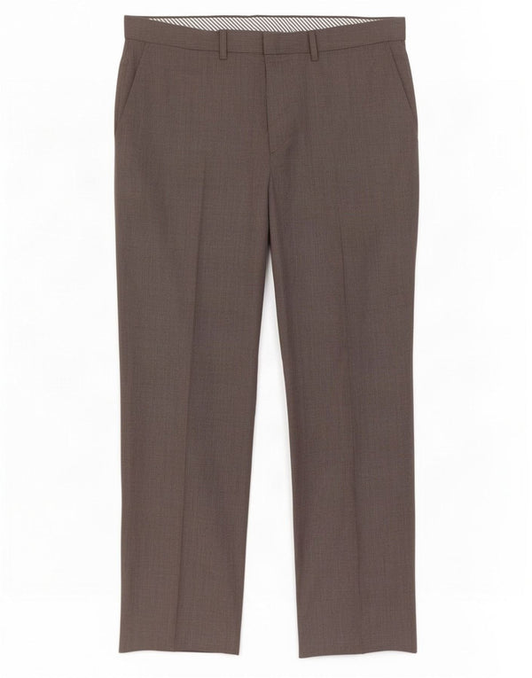 Pantaloni da abito dritti da uomo Marks & Spencer W36 L31 lana marrone