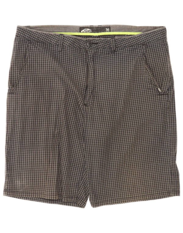 Vans Mens Chino Shorts W36 Large Grey Gingham Cotton