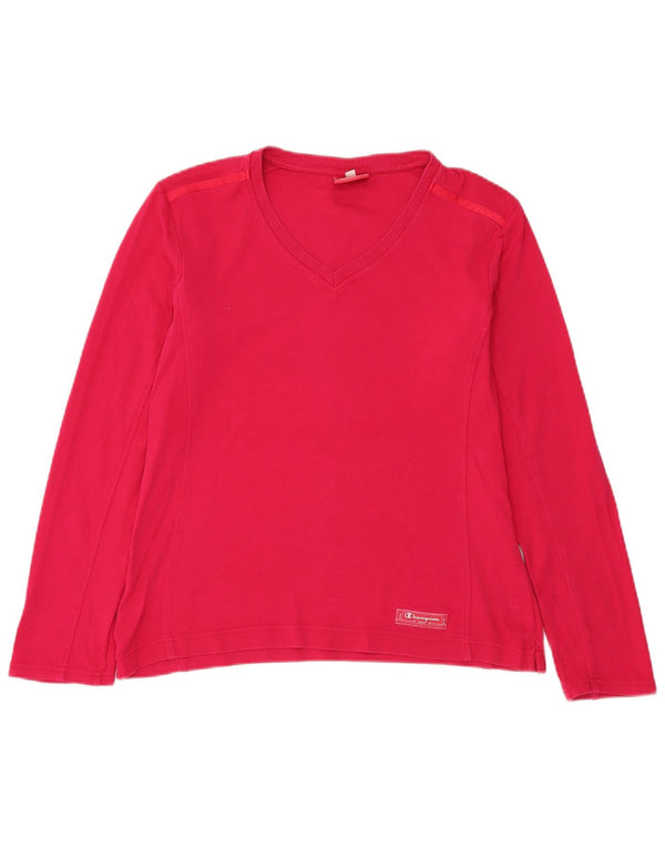 Maglietta Champion da donna a vestibilità comoda, manica lunga, UK 16, grande, cotone rosa