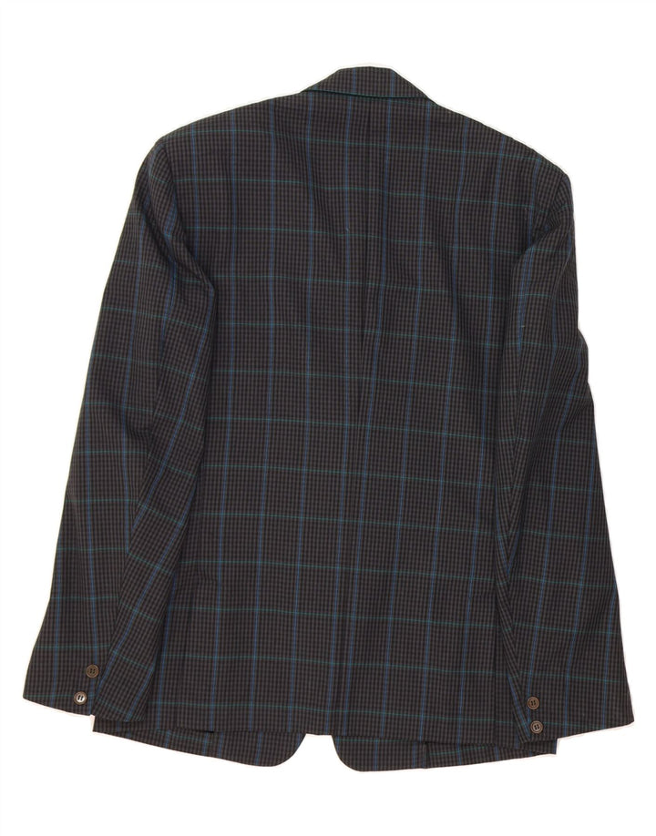 VINTAGE Mens 2 Button Blazer Jacket UK 42 XL Grey Check Virgin Wool Vintage Vintage and Second-Hand Vintage from Messina Hembry 